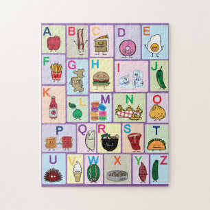 ABC Alphabet-leerbrieven happy foods leren Legpuzzel