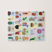 ABC Alphabet-leerbrieven happy foods leren Legpuzzel (Horizontaal)