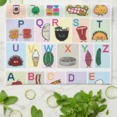 ABC Alphabet-leerbrieven happy foods leren Theedoek (Gevouwen)