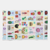 ABC Alphabet-leerbrieven happy foods leren Theedoek (Horizontaal)