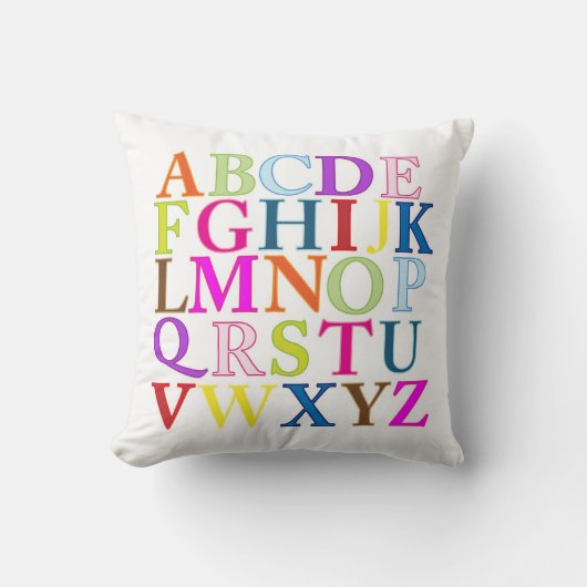 ABC Alphabet Letters Colorful Bright Decor Pillow Kussen (Voorkant)