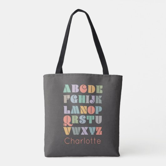 ABC Alphabet Persoonlijke naam Canvas tas (Achterkant)