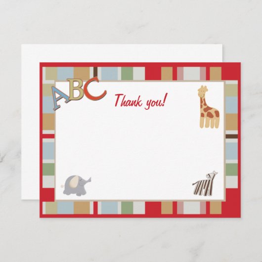 ABC Alphabet Soup Dot Oerwoud Dank u wel Bedankkaart (Voorkant / Achterkant)