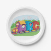 ABC Alphabet Train met Kinder Fun Educational Papieren Bordje (Voorkant)