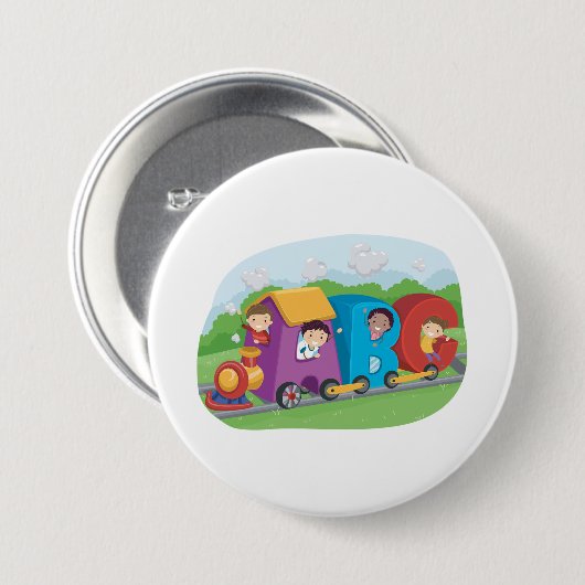 ABC Alphabet Train met Kinder Fun Educational Ronde Button 7,6 Cm (Voorkant /achterkant)