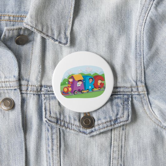 ABC Alphabet Train met Kinder Fun Educational Ronde Button 7,6 Cm (In situ)