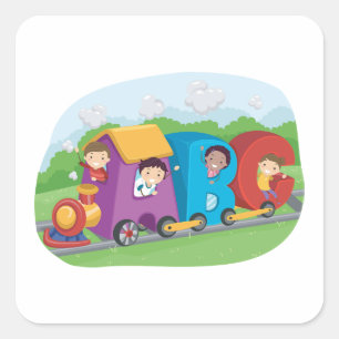 ABC Alphabet Train met Kinder Fun Educational Vierkante Sticker
