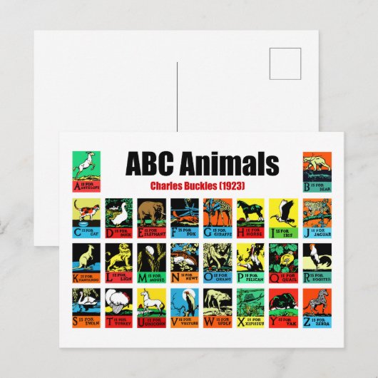 ABC Animals , Charles Buckles (1923) Briefkaart (Voorkant / Achterkant)