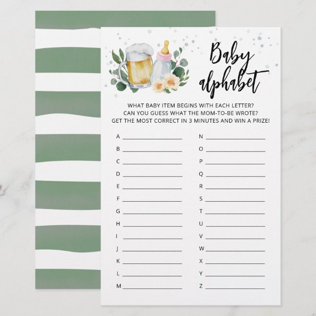 ABC Baby Alphabet Baby Is Brewing Game Pink Card (Voorkant / Achterkant)