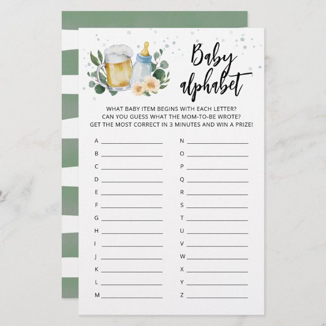 ABC Baby Alphabet Game Greenery Baby breekt (Voorkant / Achterkant)