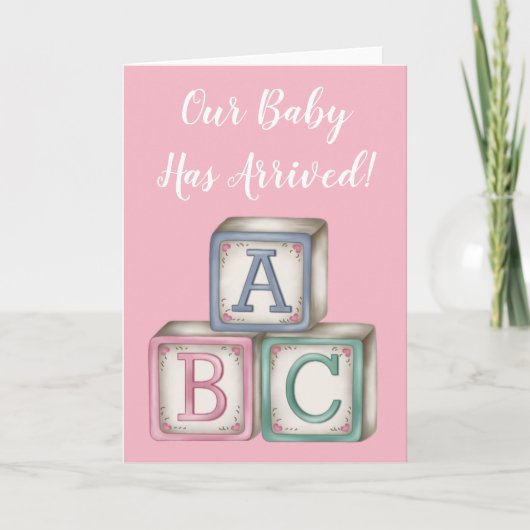 ABC Baby Blokken Wenskaart Kaart (Voorkant)