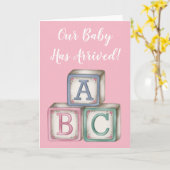 ABC Baby Blokken Wenskaart Kaart (Gele Bloem)