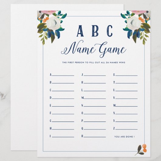 ABC Baby Naam Douche Spel (Voorkant / Achterkant)