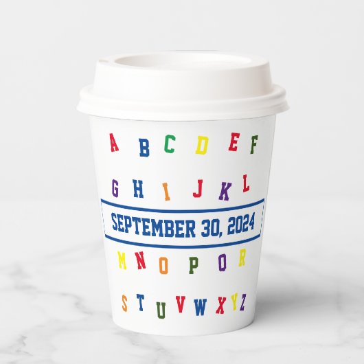 ABC Baby shower Papieren beker (Achterkant)