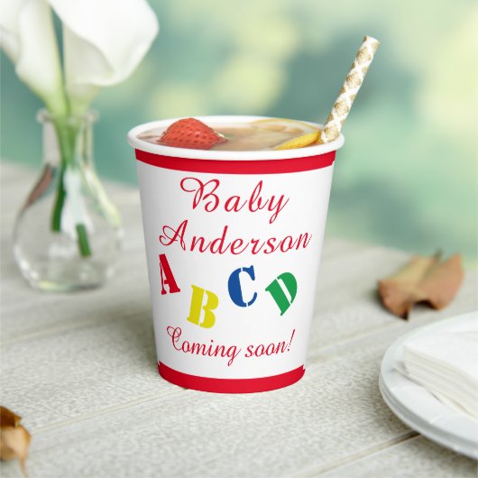 ABC-Baby shower Papieren Bekers (Insitu)