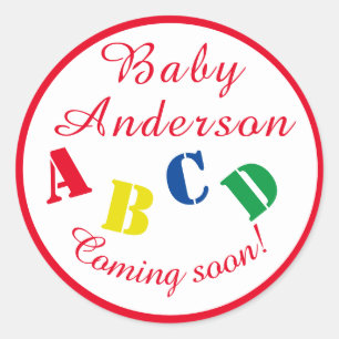 ABC-Baby shower Ronde Sticker