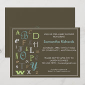 ABC Baby shower Uitnodiging (Voorkant / Achterkant)