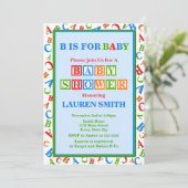 ABC Baby shower Uitnodiging neutraal Baby shower (Staand voorkant)