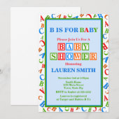 ABC Baby shower Uitnodiging neutraal Baby shower (Voorkant / Achterkant)