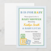 ABC Baby shower Uitnodiging neutraal Baby shower (Voorkant / Achterkant)