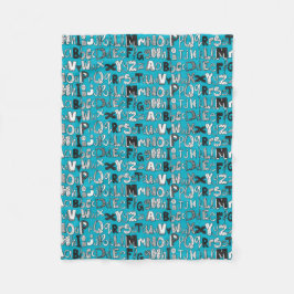 ABC blauw Fleece Deken