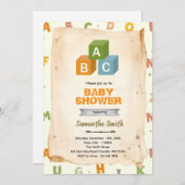 ABC Blocks party invitation Kaart (Voorkant / Achterkant)