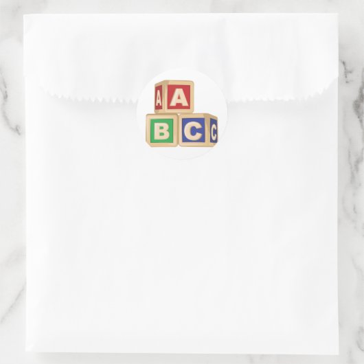 ABC-blokken Ronde Sticker (Tas)