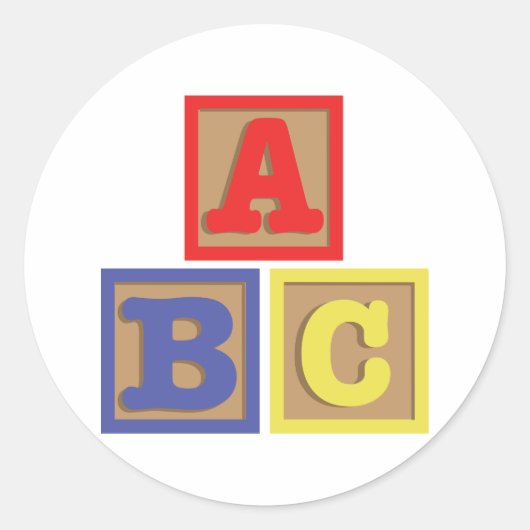 ABC-blokken Ronde Sticker (Voorkant)