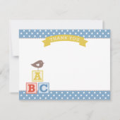 ABC Blokken Slate Blue Boy Baby shower Bedankkaart (Voorkant)