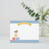 ABC Blokken Slate Blue Boy Baby shower Bedankkaart (Staand voorkant)