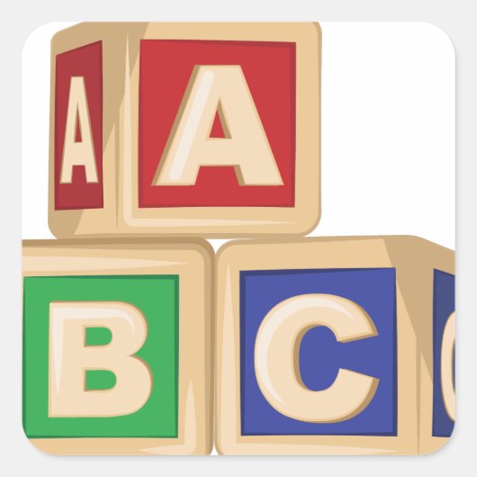 ABC-blokken Vierkante Sticker (Voorkant)