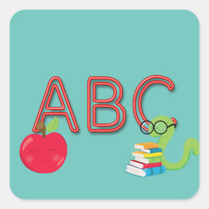 ABC-boekworm Vierkante Sticker
