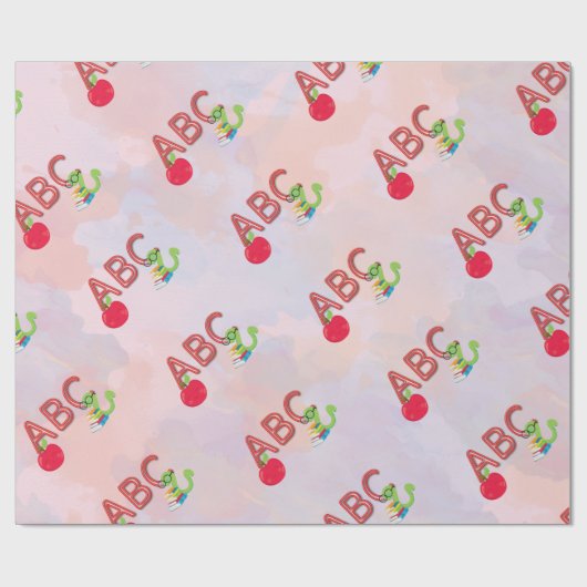 ABC Bookworm Pattern Wrapping Paper Cadeaupapier (Vlak)