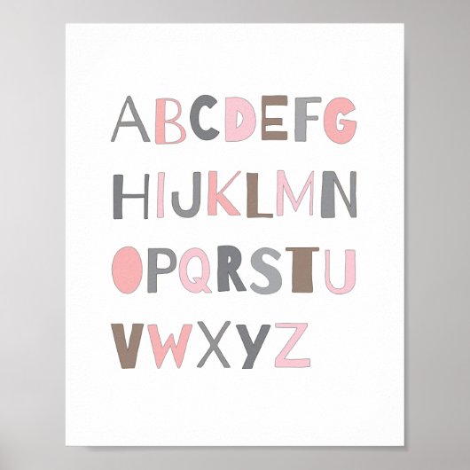 ABC Colorful Alphabet Nursery Art Decor | Meisje Poster (Voorkant)