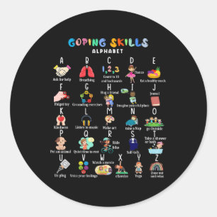 ABC Coping Skills Alfabet Zelfzorg Geestelijke Gez Ronde Sticker