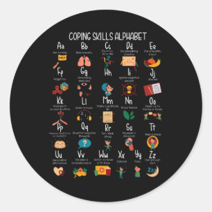 ABC Coping Skills Alfabet Zelfzorg Geestelijke Gez Ronde Sticker