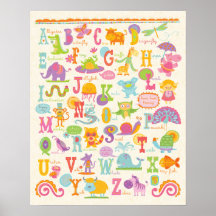 ABC Dieren Alfabet Meisje Slaapkamer Print