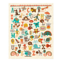 ABC Dierenalfabet Jongens Nursery Print