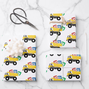 ABC Dump Truck Construction Trucks Inpakpapier Vel