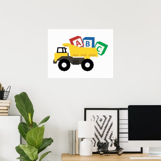 ABC Dump Truck Construction Trucks Poster (Thuiskantoor)