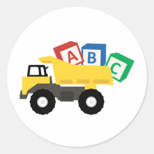 ABC Dump Truck Construction Trucks Ronde Sticker