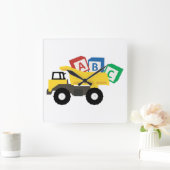 ABC Dump Truck Construction Trucks Vierkante Klok (Huis)