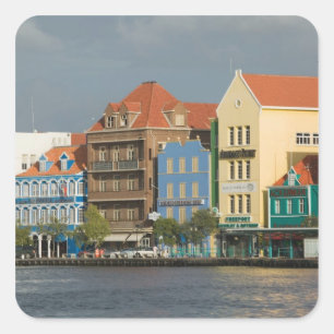 ABC-eilanden, CURACAO, Willemstad: Harborfront 2 Vierkante Sticker