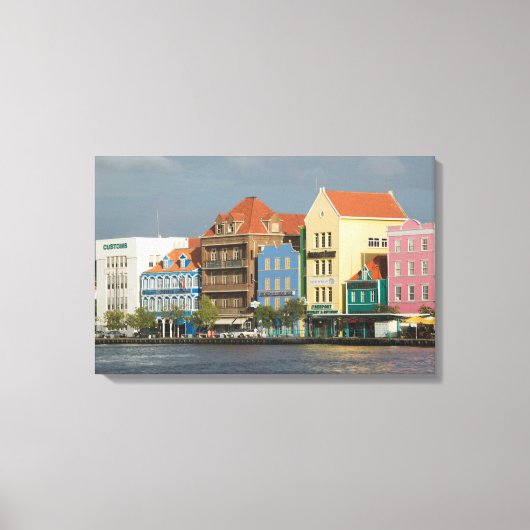 ABC-eilanden, CURAÇAO, Willemstad: Havenfront 2 Canvas Afdruk (Voorkant)