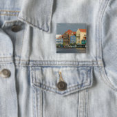 ABC-eilanden, CURACAO, Willemstad: Havenfront 2 Vierkante Button 5,1 Cm (In situ)