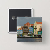 ABC-eilanden, CURACAO, Willemstad: Havenfront 2 Vierkante Button 5,1 Cm (Voorkant /achterkant)