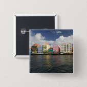 ABC-eilanden, CURACAO, Willemstad: Havenfront Vierkante Button 5,1 Cm (Voorkant /achterkant)