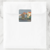 ABC-eilanden, CURACAO, Willemstad: Waterfront 2 Vierkante Sticker (Tas)