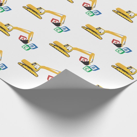 ABC Excavator Construction Truck Cadeaupapier (Hoek)