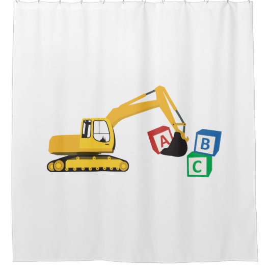 ABC Excavator Construction Truck Douchegordijn (Voorkant)